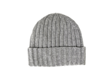 Cashmere Double Ribbed Turn up Beanie Prato Silver Grey