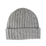 Cashmere Double Ribbed Turn up Beanie Prato Silver Grey