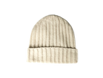 Cashmere Double Ribbed Turn up Beanie Prato Woolwhite