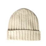 Cashmere Double Ribbed Turn up Beanie Prato Woolwhite