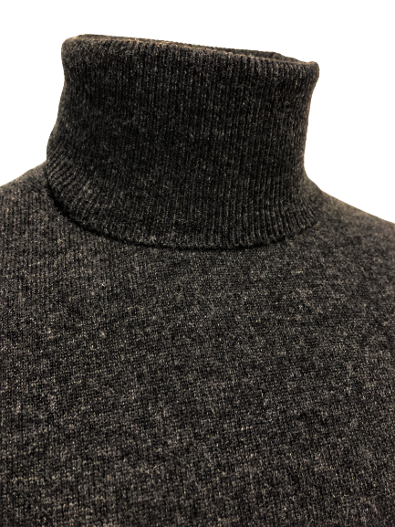 Cashmere Roll Neck Sweater Charcoal neck 
