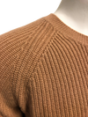 Cashmere Crewneck Sweater in Chunky Rib knit stitch Camel neck