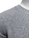 Cashmere Crewneck Sweater in Chunky Rib knit stitch Silver Grey neck