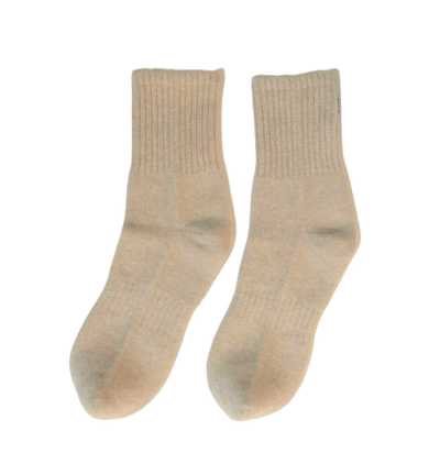 Cashmere Ribbed Socks Creme