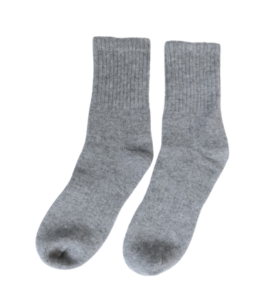 Cashmere Ribbed Socks Silver Grey