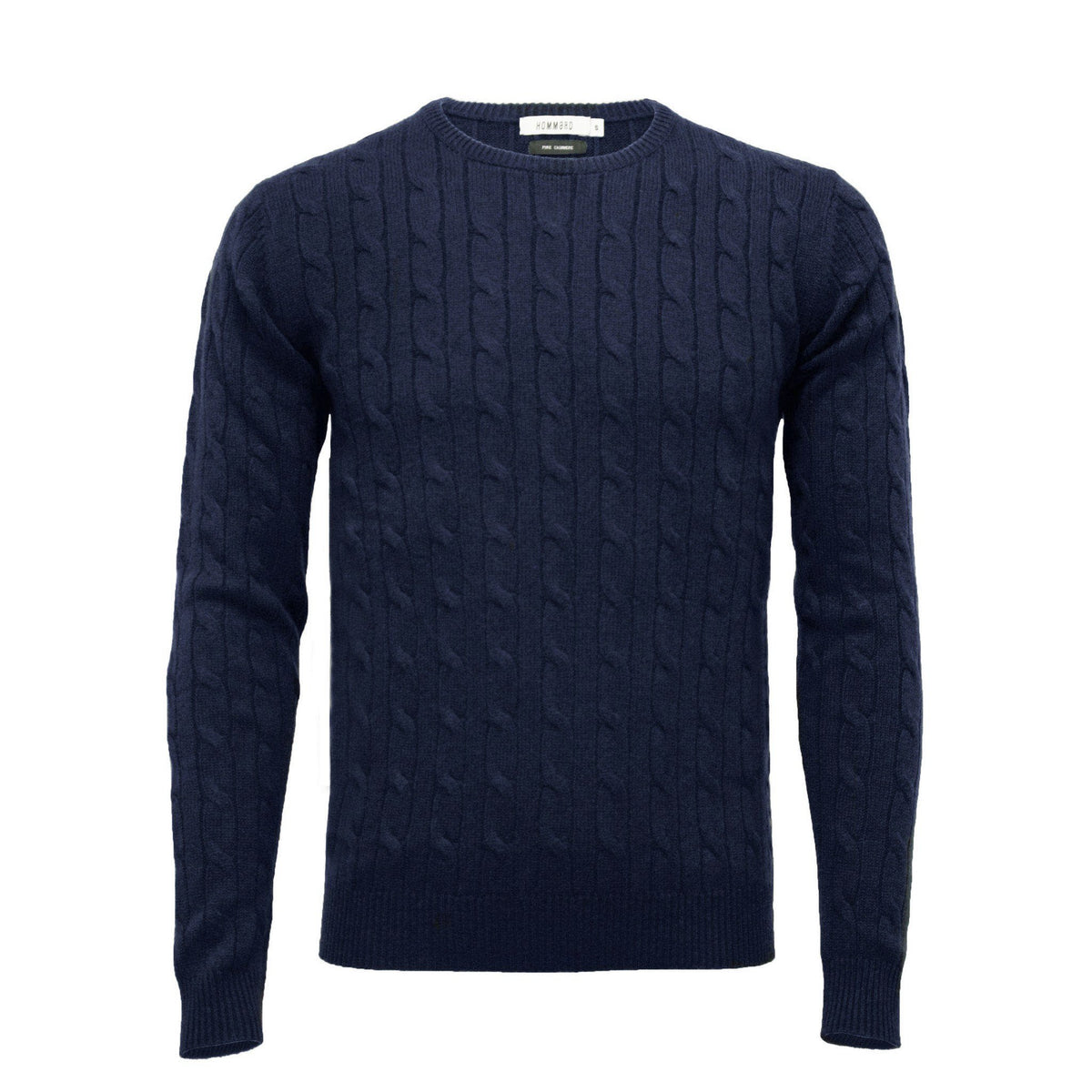 Navy Men´s Cashmere Crew Neck Cable Sweater - Hommard