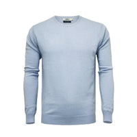 Men´s Cashmere Crew Neck Sweater Light Blue - Hommard
