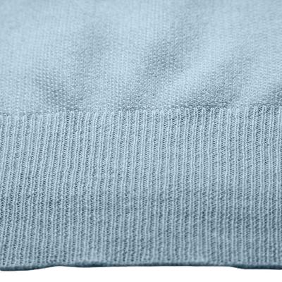 Cotton Cashmere Polo Shirt Cancale in fine pique stitch Light Blue bottom rib