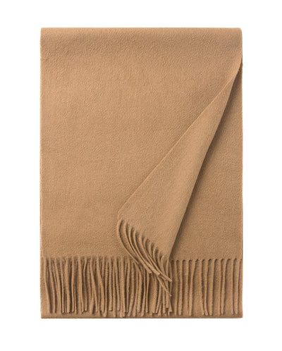 Lambswool Scarf Woven Plain Camel folded