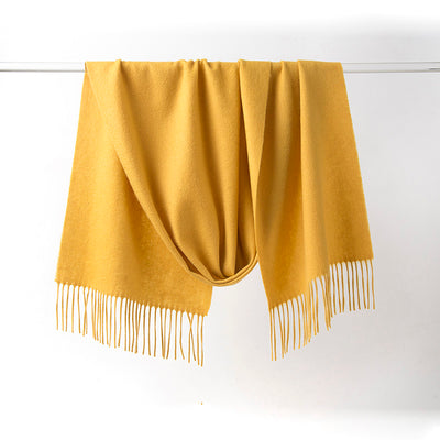 Lambswool Scarf Woven Plain Yellow hanging