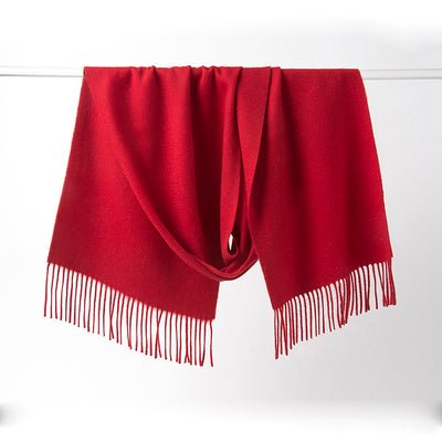 Lambswool Scarf Woven Plain Red hanging