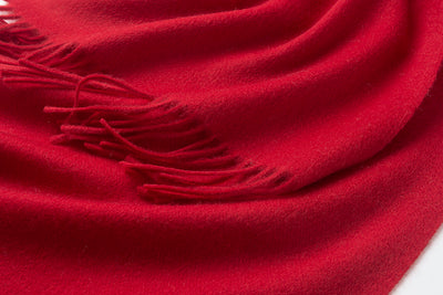 Lambswool Scarf Woven Plain Red detail