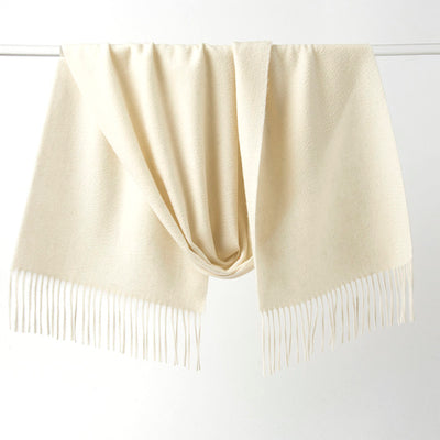 Lambswool Scarf Woven Plain Woolwhite hanging