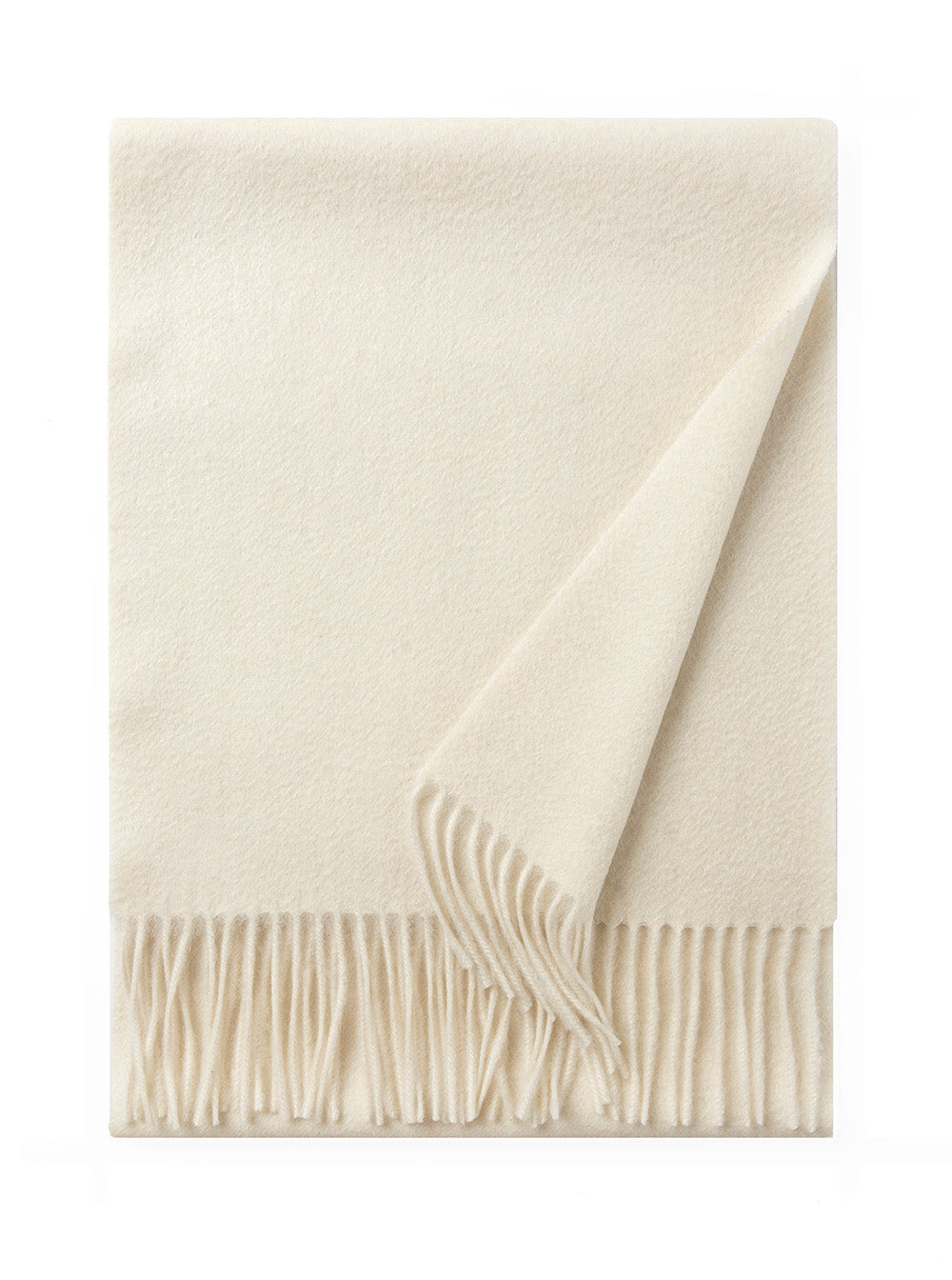 Lambswool Scarf Woven Plain Woolwhite folded