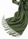 Lambswool Scarf Woven Plain Hunting Green tassels