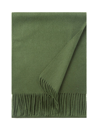 Lambswool Scarf Woven Plain Hunting Green folded