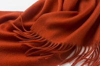 Lambswool Scarf Woven Plain Brick tassel