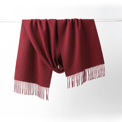 Lambswool Scarf Woven Plain Bordeaux hanging