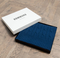 Navy Cashmere Cable Scarf - Hommard