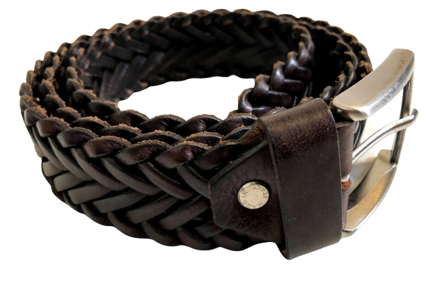 Woven Leather Belt Dark Brown 3,5 cm