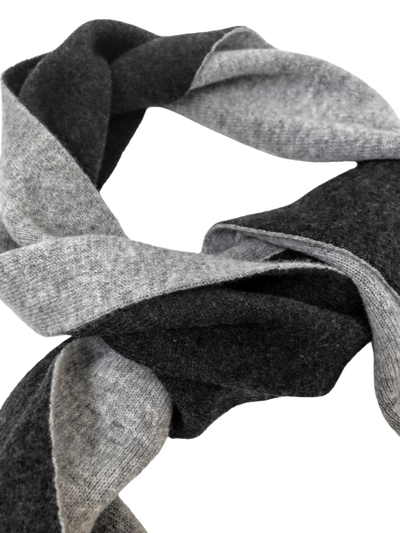 Anthracite Silver Grey Blue Cashmere Knitted Double Face Scarf details