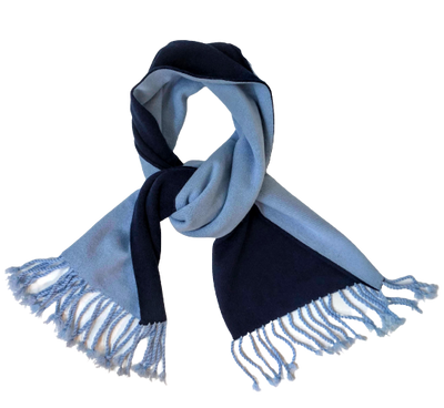 Navy Light Blue Cashmere Knitted Double Face Scarf