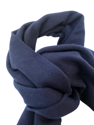 Navy Cashmere Knitted Double Face Scarf details