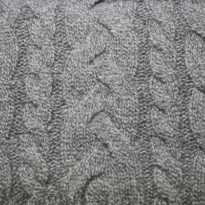 Grey Heather Cashmere Double Cable Scarf Gstaad - Hommard