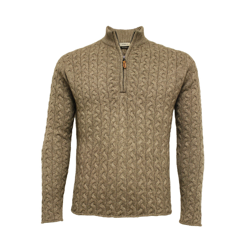 Zip Neck Cable Stitch Neil Camel