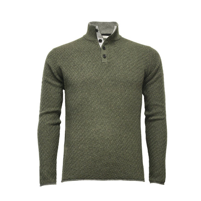Camel Men´s Cashmere Sweater Button Neck Andromeda in Carbon Stitch - Hommard