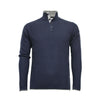 Men´s Cashmere Sweater Button Neck Andromeda in Carbon Stitch Rockpool Blue - Hommard