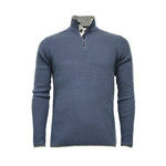 Men´s Cashmere Sweater Button Neck Andromeda in Carbon Stitch Mid Grey - Hommard