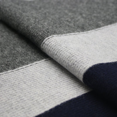 Striped knitted Cashmere Scarf Grey Black - Hommard