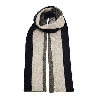 Striped knitted Cashmere Scarf Grey Black - Hommard