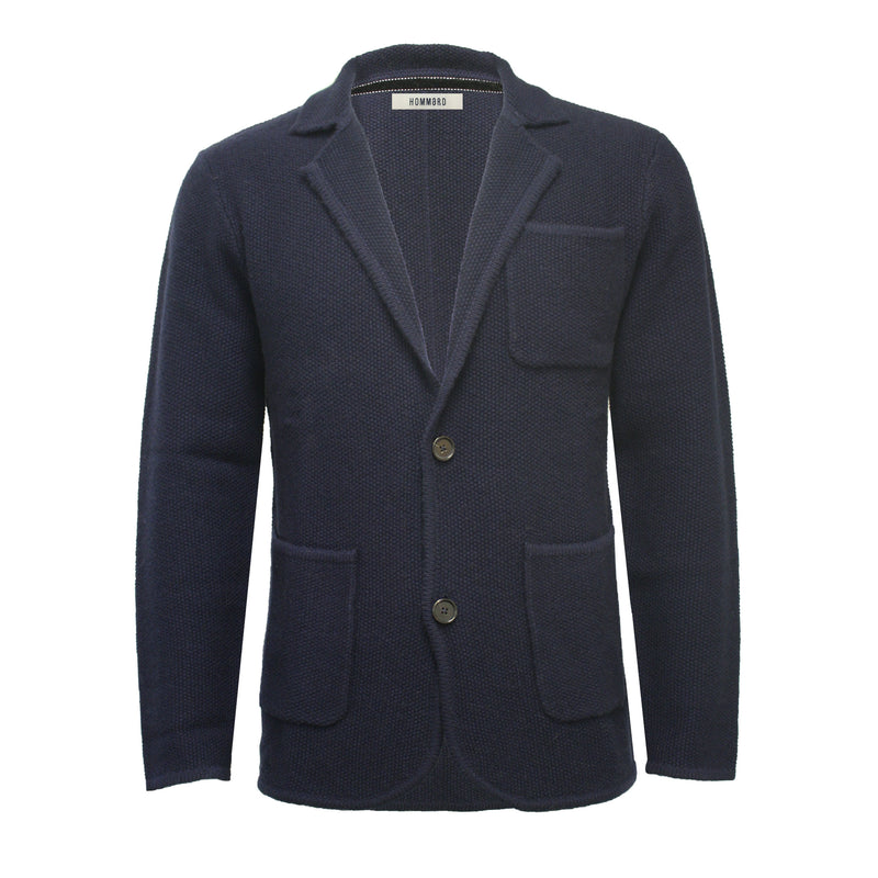 Navy Men´s Knitted Seed Stitch Jacket Tura - Hommard