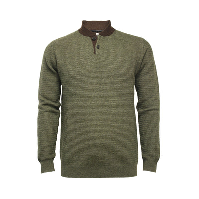 Men´s Cashmere Button Neck Sweater Hunter - Hommard