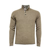 Men´s Cashmere Sweater Button Neck Andromeda in Carbon Stitch Hunting Green - Hommard
