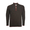 Donegal Black Red Men´s Cashmere Zip Neck Sweater Cabris in Carbon stitch - Hommard