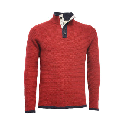 Bordeaux Men´s Cashmere Sweater Button Neck Whistler in Herringbone stitch - Hommard