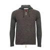 Red Charcoal Men´s Cashmere Hooded Zipper Sweater in Diagonal Stitch Coomba - Hommard