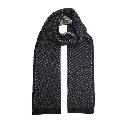 Diagonal stripe knitted Cashmere Scarf Voyager Blue Grey - Hommard