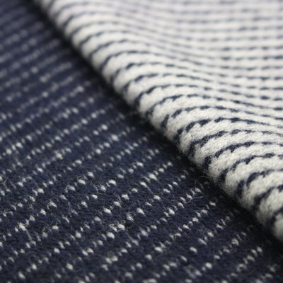 Diagonal stripe knitted Cashmere Scarf Voyager Blue Grey - Hommard