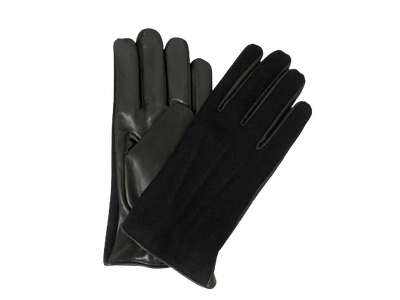Grey Nappa Leather Gloves with Wool half