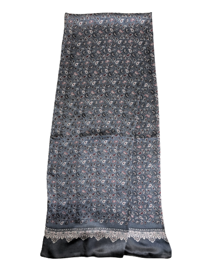 Grey Paisley 100% Silk Scarf 157 x 27 cm - Hommard