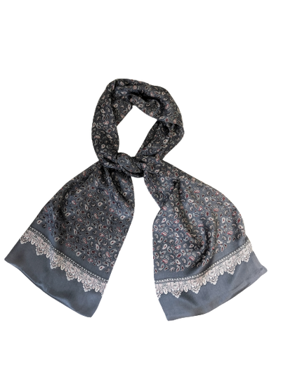 Silk Scarf Paisley Grey