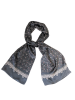 Grey Paisley 100% Silk Scarf 157 x 27 cm - Hommard