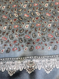 Grey Paisley 100% Silk Scarf 157 x 27 cm - Hommard