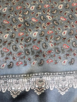 Grey Paisley 100% Silk Scarf 157 x 27 cm - Hommard