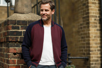 Men´s Cashmere Bomber Jacket in Honey comb stitch Toharu Royal Navy - Hommard