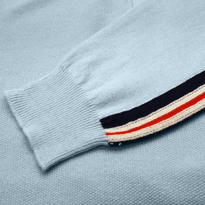 Long Sleeve Polo Shirt with sleeve striping Monaco Light Blue